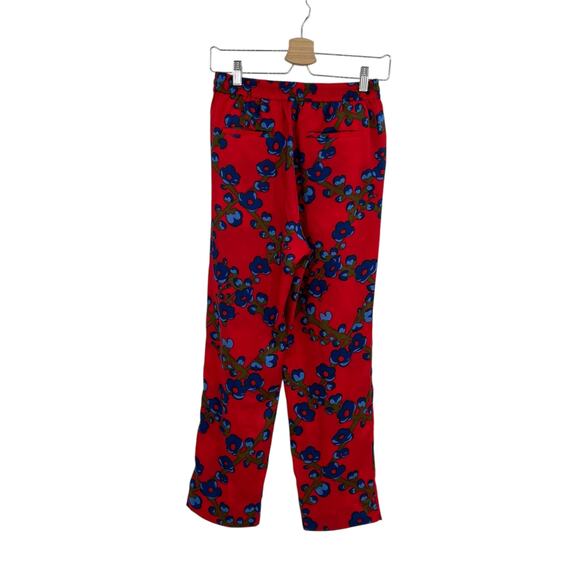 J. Crew Drapey Pull-on Pant Trouser Lattice Floral Print Drawstring Red Size 4 - Picture 6 of 12